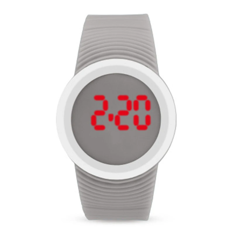 Светодиодные наручные часы с сенсорным экраном милые детские часы модные детские силиконовые наручные часы подарок на день рождения для мальчиков и девочек модный детский браслет спортивный - Цвет: Серый