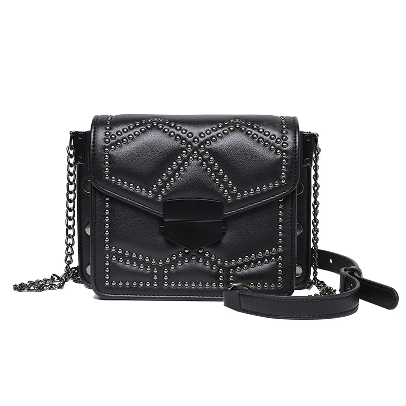 Rivet Pu Leather Crossbody Bags For Women Mini Shoulder Messenger Bag Female Travel Chain Handbags And Purses