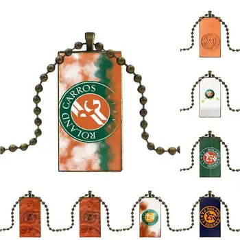 

Vintage Jewelry Bronze Plated With Glass Cabochon Choker Long Pendant Rectangle Necklace For Women Choker Roland Garros