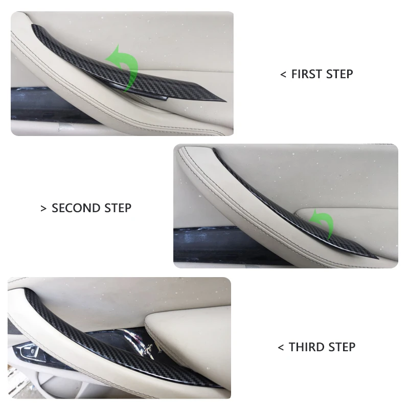 Car Styling Interior Carbon Fiber Texture Door Pull Handle Protective Cover Trim For BMW X5 X6 E70 E71 F15 F16