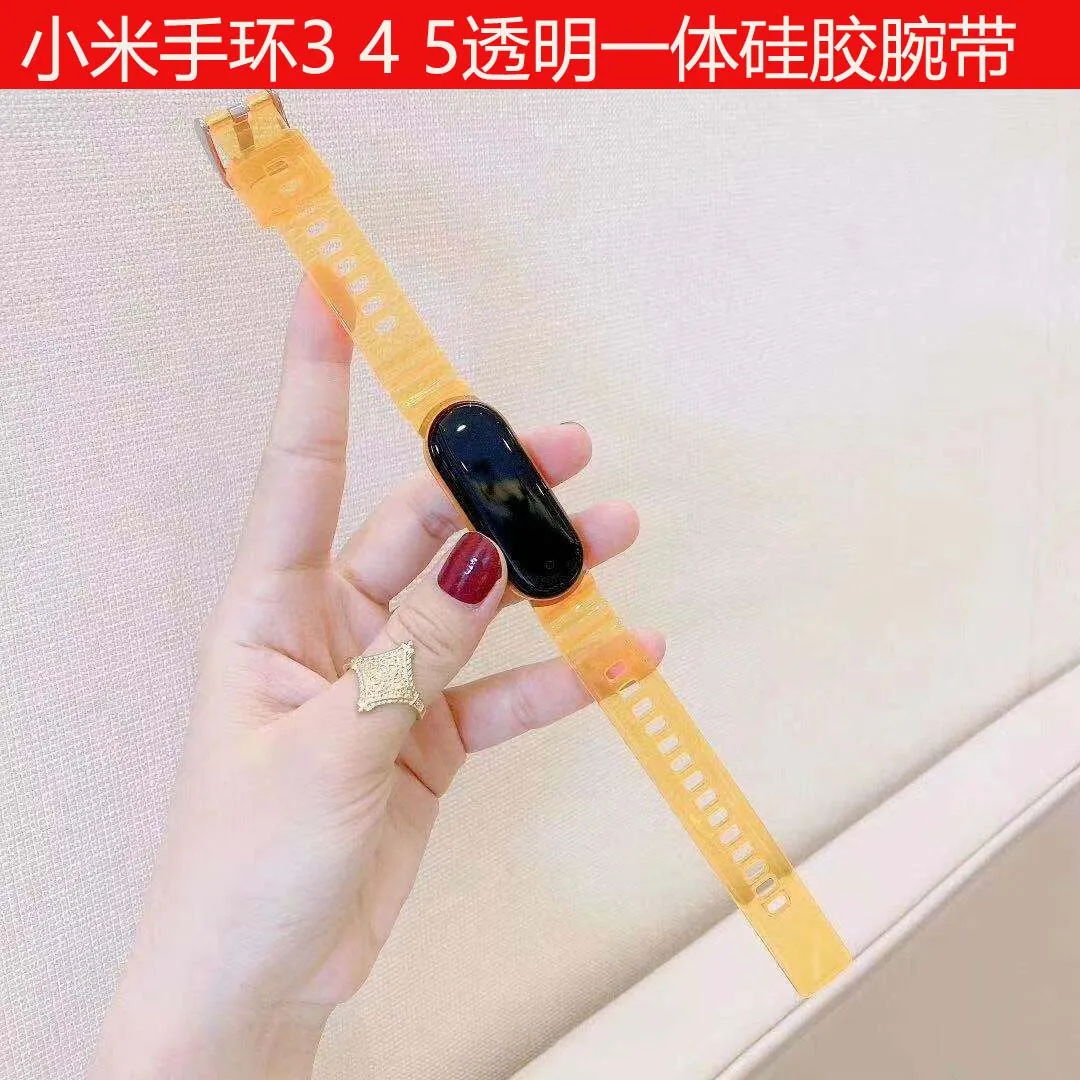 All in 1 clear belt For Xiaomi MiBand 5 4 3 Strap Smart Bracelet Mi band protective cover Silicone Wristband Accessories | Наручные часы