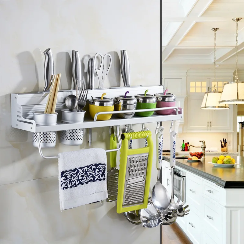 

A Generation of Fat-Free Punched Alumimum Multi-functional Knife Rest Wall Hanging Kitchen Storage Hanging Organizer Manufacture