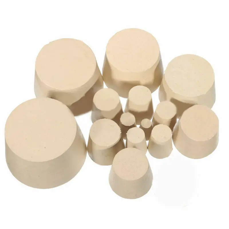 Laboratory Rubber Plug Bungs Flask Tapered Tube Solid 000#-20# Alkali-resisting Lab Push-In Sealing Plug