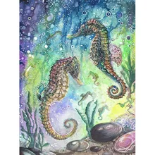 GATYZTORY 5D алмазная живопись полный квадрат DIY домашний декор мозаика Стразы Картина на холсте с логотипом на стену гиппокамп пара