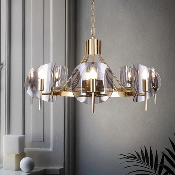 

Post-modern luxury led chandelier lamp living room personality glass duplex villa dining room chandelier bedroom decorative lamp