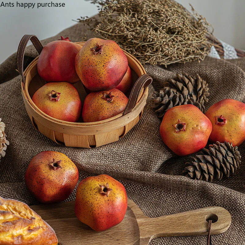 Simulation Fruit Artificial Pomegranate Green Red Fake Pomegranate Model Artificial Fruits Photography Props Decoration Crafts artificial fruits and vegetables