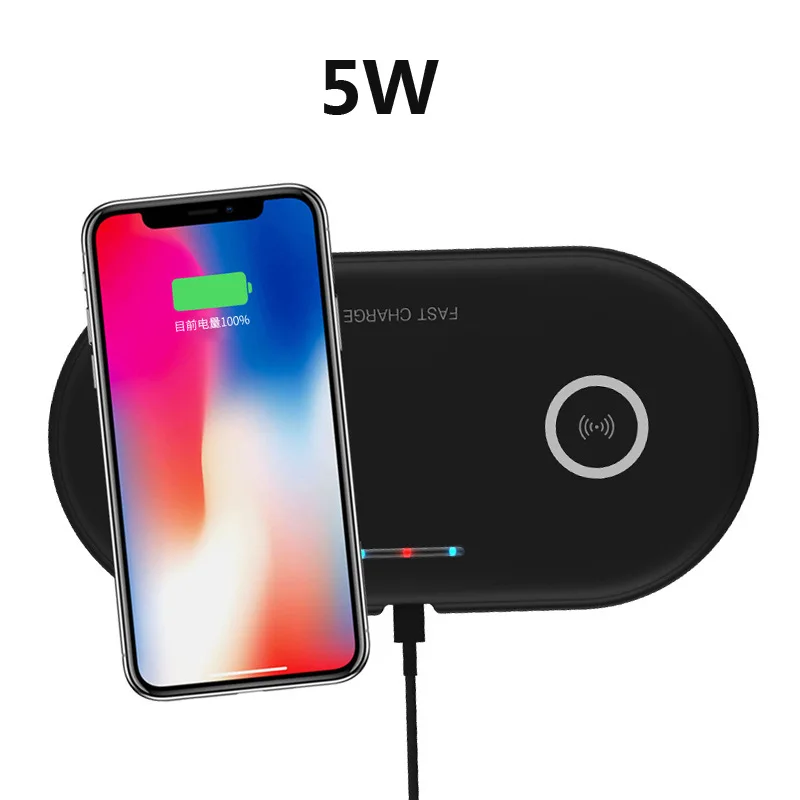 5W Black 10 Вт Быстрое беспроводное зарядное устройство Qi двойное Беспроводное зарядное устройство для iPhone 11 pro 8 XS Max samsung S10 Быстрое беспроводное зарядное устройство тонкая прокладка - Цвет: 5W Black