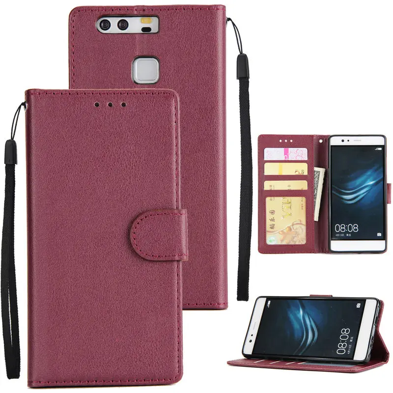 

Magnetic Flip Case For HuaWei P9 Leather Wallet Card slot Stand Case For HuaWei P9 P9 Plus Anti-fall soft Silicone Back Cover