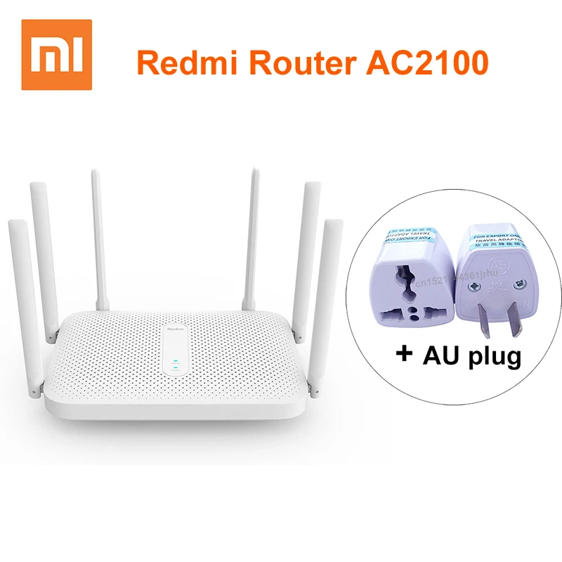 Add AU Adapter Xiaomi Redmi AC2100 маршрутизатор 2,4G 5,0 ГГц гигабитный двухдиапазонный 2033 Мбит/с беспроводной маршрутизатор Wifi повторитель с 6 антеннами с высоким коэффициентом усиления шире - Цвет: Add AU Adapter