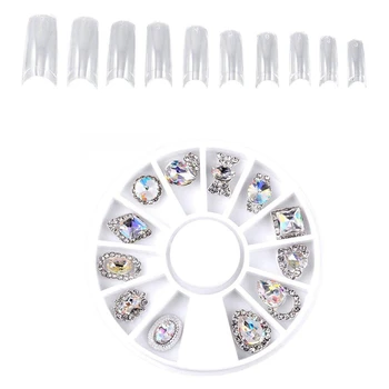 

1 Set 5.6Cm Nail Art Sticker Tip Decal & 500Pcs Fake French Transparent Nails for Gel Extension 10 Sizes