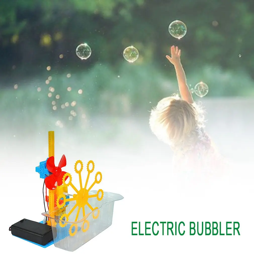 

DIY Bubble Machine Steam education Toy Assembly Foaming Machine Boy GirlBubble Water Blowing Toys Science Experiment Kids
