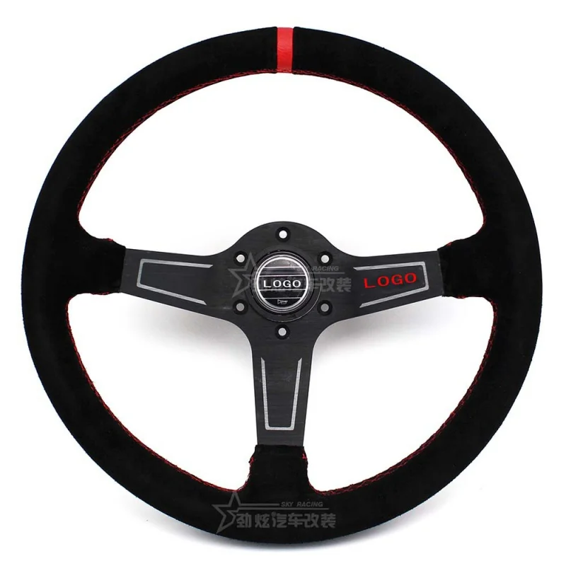 

Car Modification Racing Steering Wheel 14-Inch Concave Matte Steering Wheel Sports Leather Matte Leather Universal