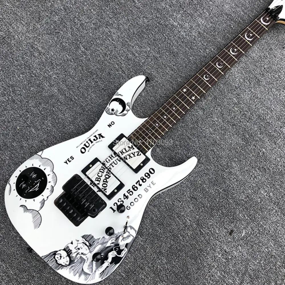 

White color kirk hammett oujia Signature KH-2 6 strings Electric Guitar,rosewood fretboard with moon and star inlay