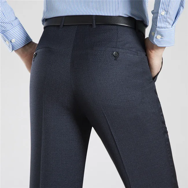 910 Blue gray Летние тонкие мужские брюки стрейч черные брюки бизнес чувство костюмы мужской костюм брюки больше размер 29-42 44 - Цвет: 910 Blue gray