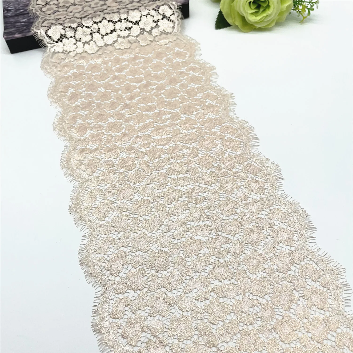 3y/lot 21cm Floral Non-Elastic Eyelash Lace Trim Sparkle Foil For Clothing Accessories Dress Sewing Applique Costume Lace Fabric 1