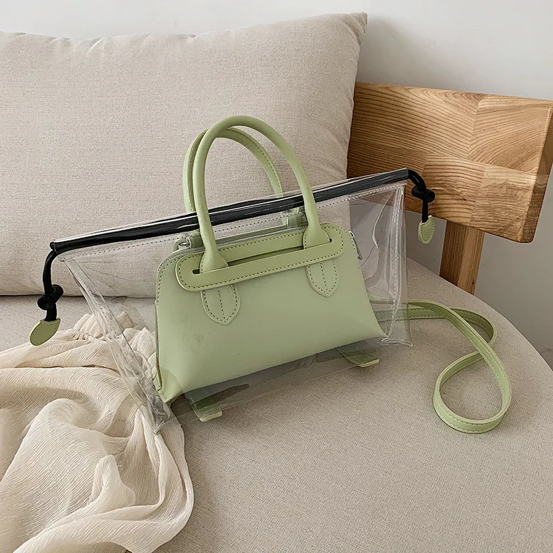 

Transparent jelly bag women 2019 spring and summer new Korean fashion handbag portable mother bag shoulder bag