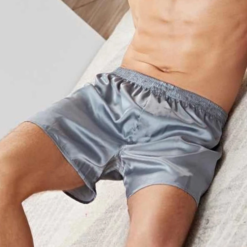 Men's Satin Silk Pajama Home Shorts Men Casual Loose Nightwear Sleepwear Homewear Baggy Pants Sleep Bottoms Boxershorts Male men's pajama sets