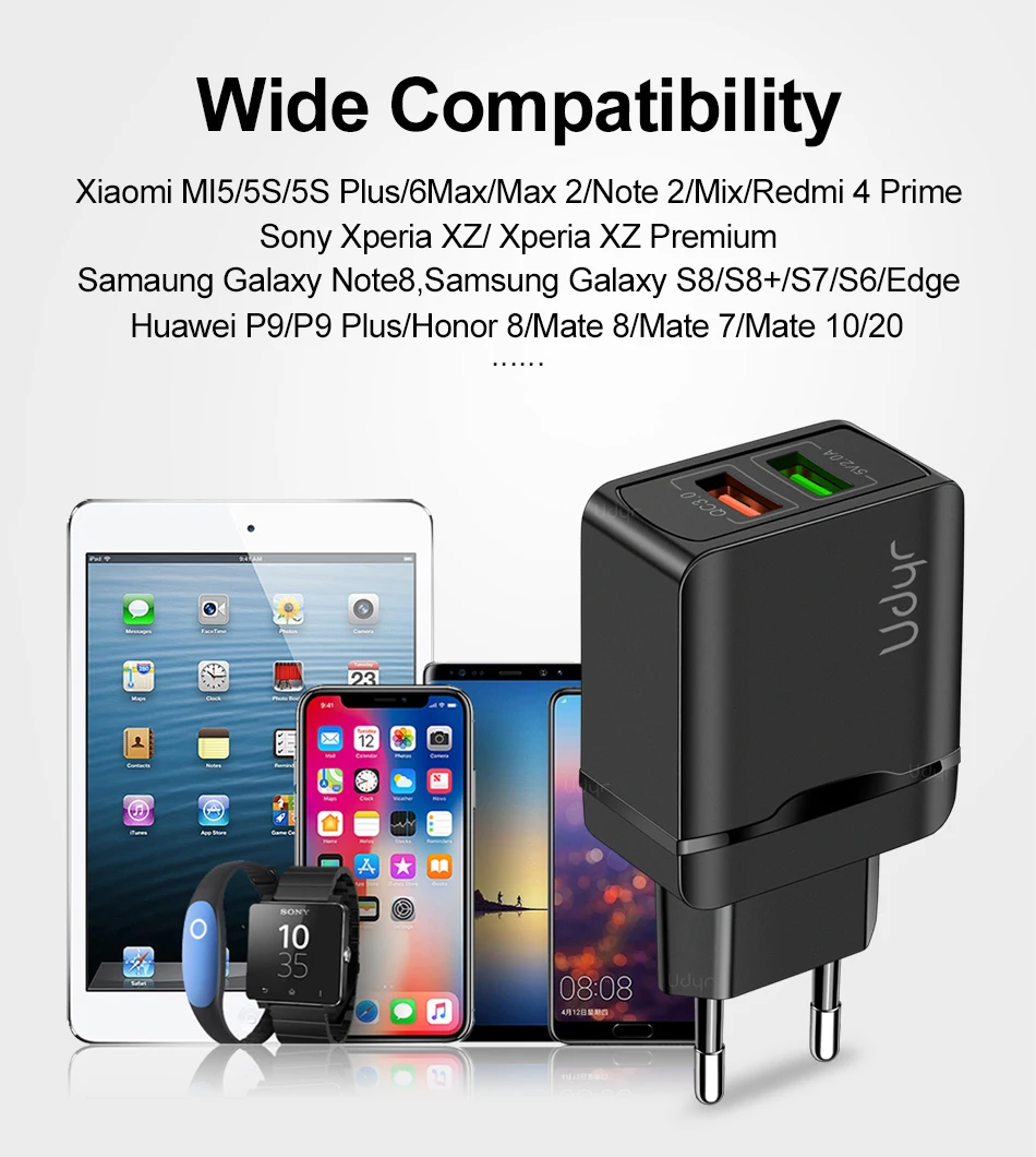 Udyr быстрое зарядное устройство quick charge 3,0 QC 18 Вт USB зарядное устройство для iPhone QC3.0 настенное зарядное устройство для samsung s10 Xiaomi Mi 9 зарядное устройство для телефона