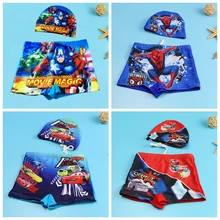 Maillot de bain pour enfants, nouvelle collection de vêtements de natation pour filles, voitures Pixar, Iron Man, Spiderman, pantalons, bonnets, Shorts pour tout petits