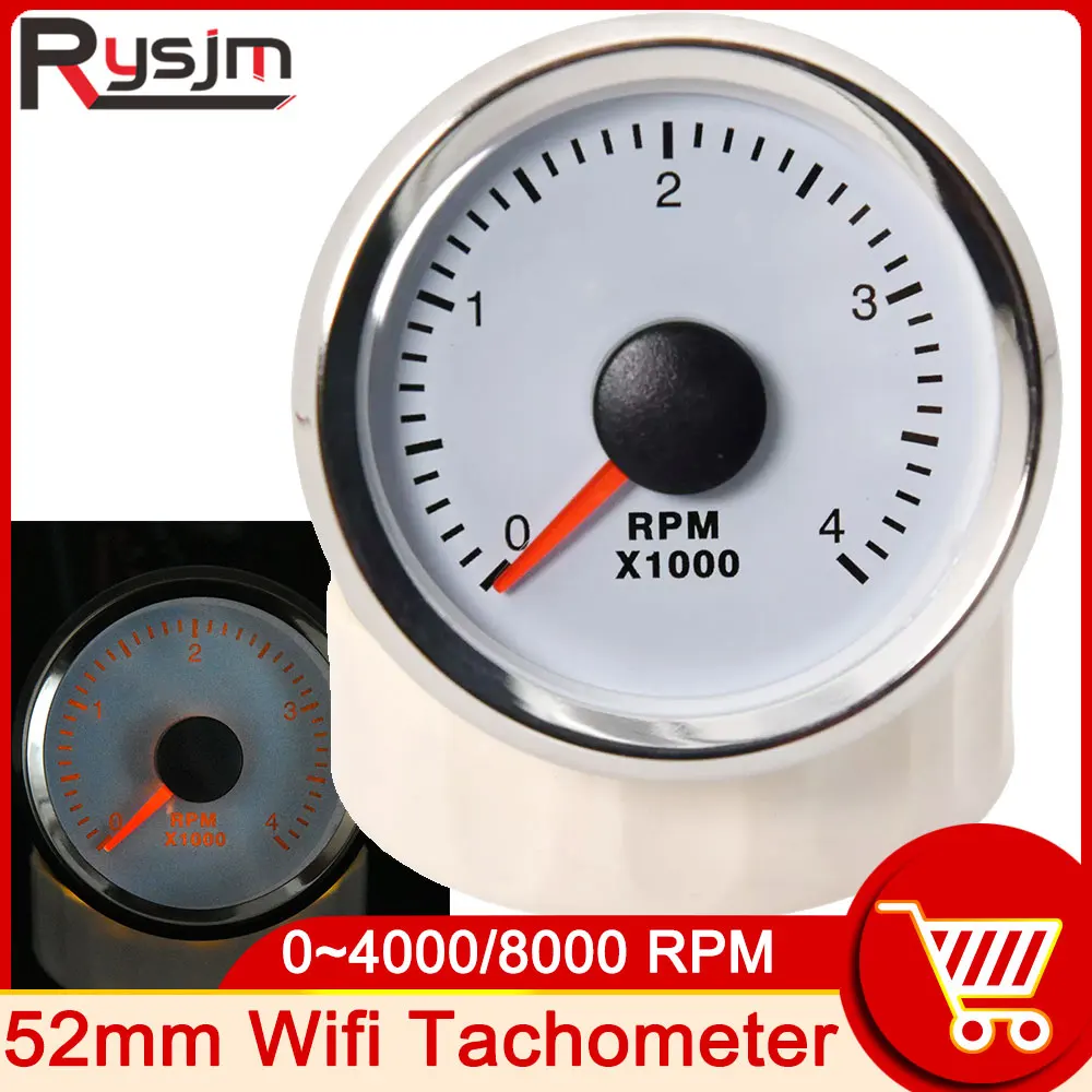 

52mm WiFi Tachometer 0-4000/8000 RPM Meter 12V/24V Universal Motorcycle Counter Motorbike ATV Boat Accessories Marine Car Gauge