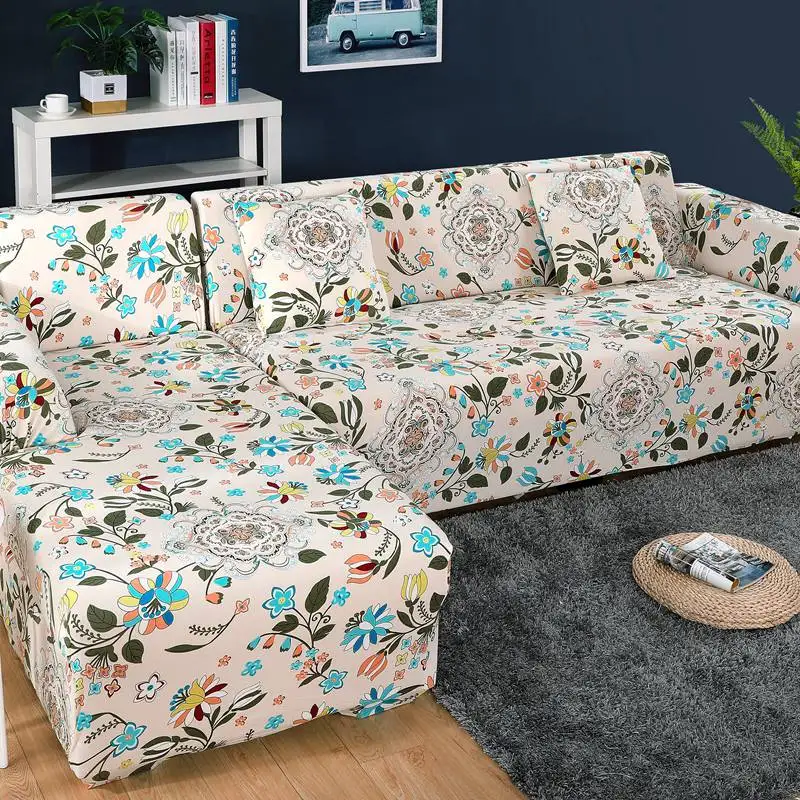 Color 16 L Shape Elastic Sofa Cover Set Cotton Universal Sofa Covers for Living Room Pets Armchair Corner Couch Cover Corner Sofa - Цвет: Color 16