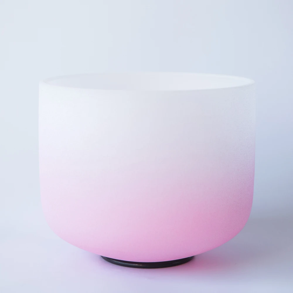8 Inch Frosted Quartz Crystal Singing Bowl Pink Color Third Eye Crown Root Sacral Solar Heart Throat CDEFGAB meditation singing bowl