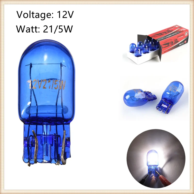 580 7443 W21/5W XENON Super White T20 натуральное голубое стекло 12V 21/5W W3x16q автомобильная лампа |