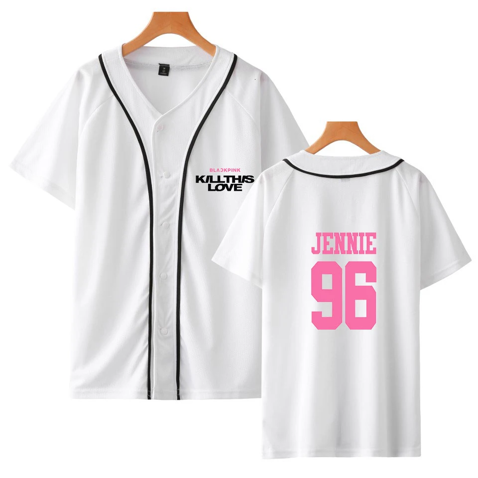 Blackpink new album KILL THIS LOVE Women/Men Baseball Jersey Basic Buttons High Street Popular Summer Casual kpop Baseball shirt