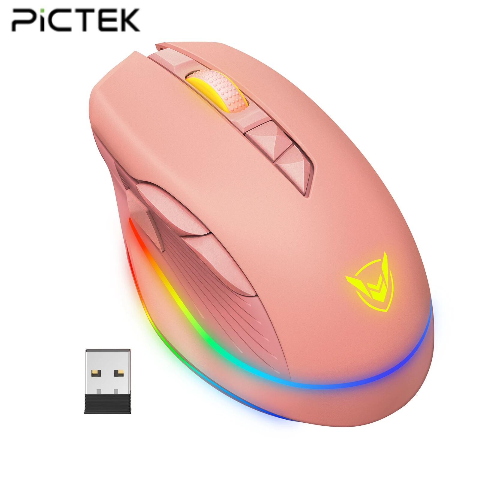PICTEK PC255 10000 DPI Gaming Mouse Wireless RGB Mouse Rechargeable