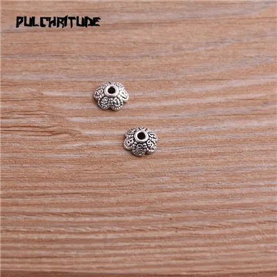 PULCHRITUDE, 100 шт, 3*8*8 мм, два цвета, бусины, колпачки, шарм, полые, цветок, буквы, подвески, ювелирные аксессуары, сделай сам, сосуд, подвески - Окраска металла: Покрытие антикварным серебром