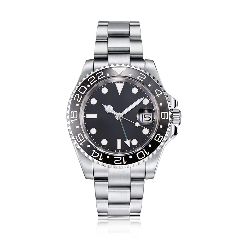 Модные Parnis 40 мм автоматические механические мужские часы GMT Diver Мужские часы с нейлоновым ремешком черные часы с рамкой kol saati - Цвет: no logo2