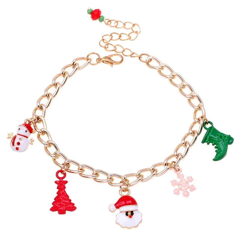 Xmas Bracelet 02 Рождественский очаровательный браслет Санта Клаус Рождественская елка кулон рождественские украшения для дома Noel Navidad рождественские украшения подарок - Цвет: Xmas Bracelet 02