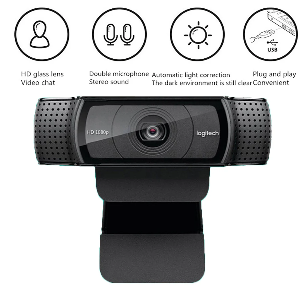 

Logitech C920e hd Webcam Video Chat Recording Usb Camera HD Smart 1080p Web Camera for Computer Logitech C920 upgrade version