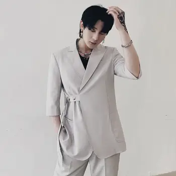 

2020 Summer Heren Kleding Black White Suits Men Slim Fit Lace Suits Pant Prom Doube Breasted Suit Costume Homme Double Vent