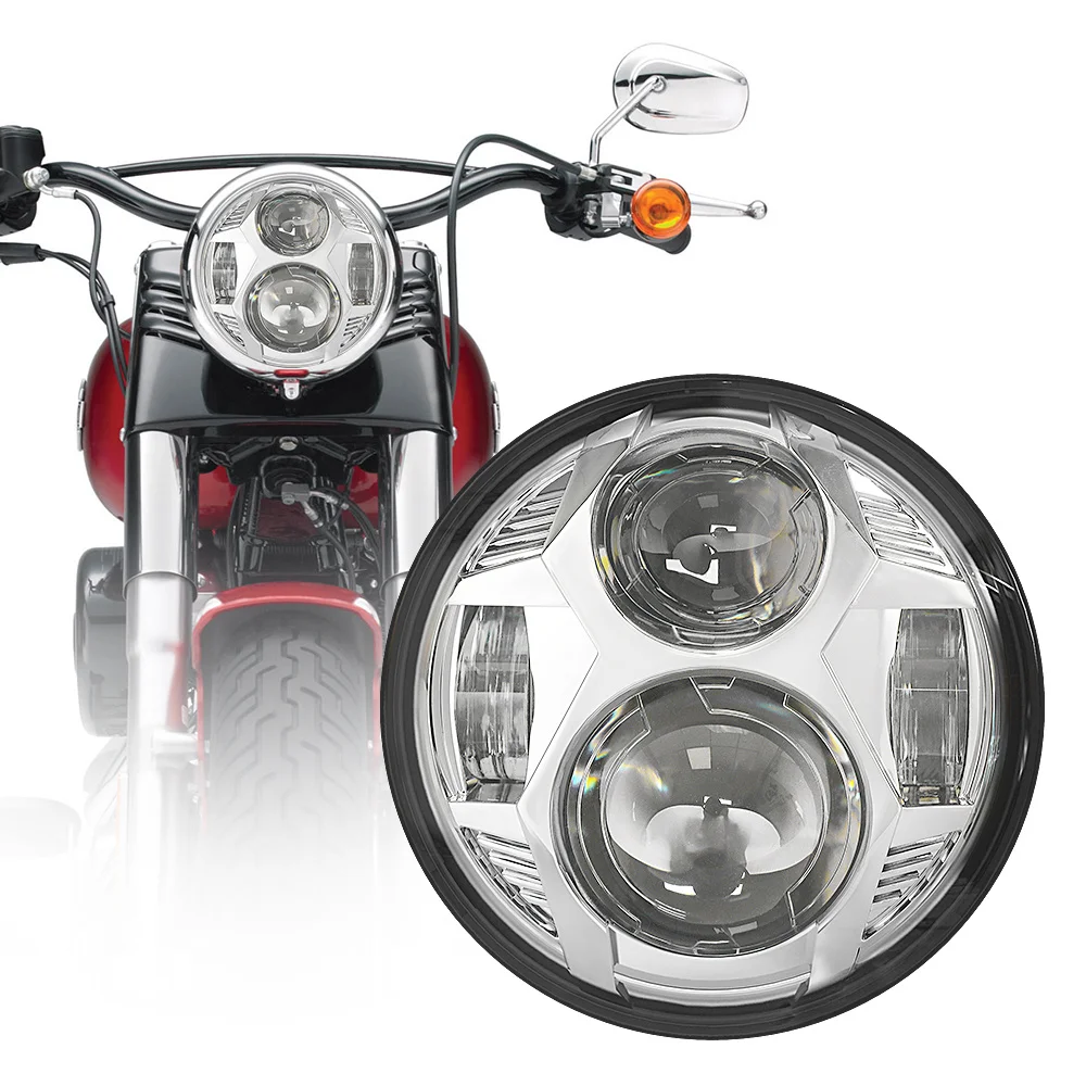 

51W Red 5.75 Inch LED Motorcycle Projector Headlight DRL Hi/Lo Beam for Harley Davidson Dyna Super Glide Custom TRIUMPH Headlamp