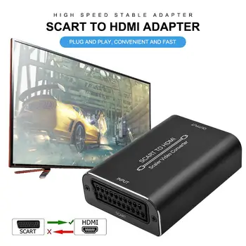 

2020 Scart To HDMI Audio Extractor HDMI Audio Converter Adapter Full HD 1080P Support CVBS For Smartphone HD TV EU Power Plug