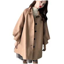 Модное простое пальто для женщин, зимнее теплое одноцветное однобортное Свободное пальто с отворотом, куртки, милые корейские стильные пальто manteau femme z1125