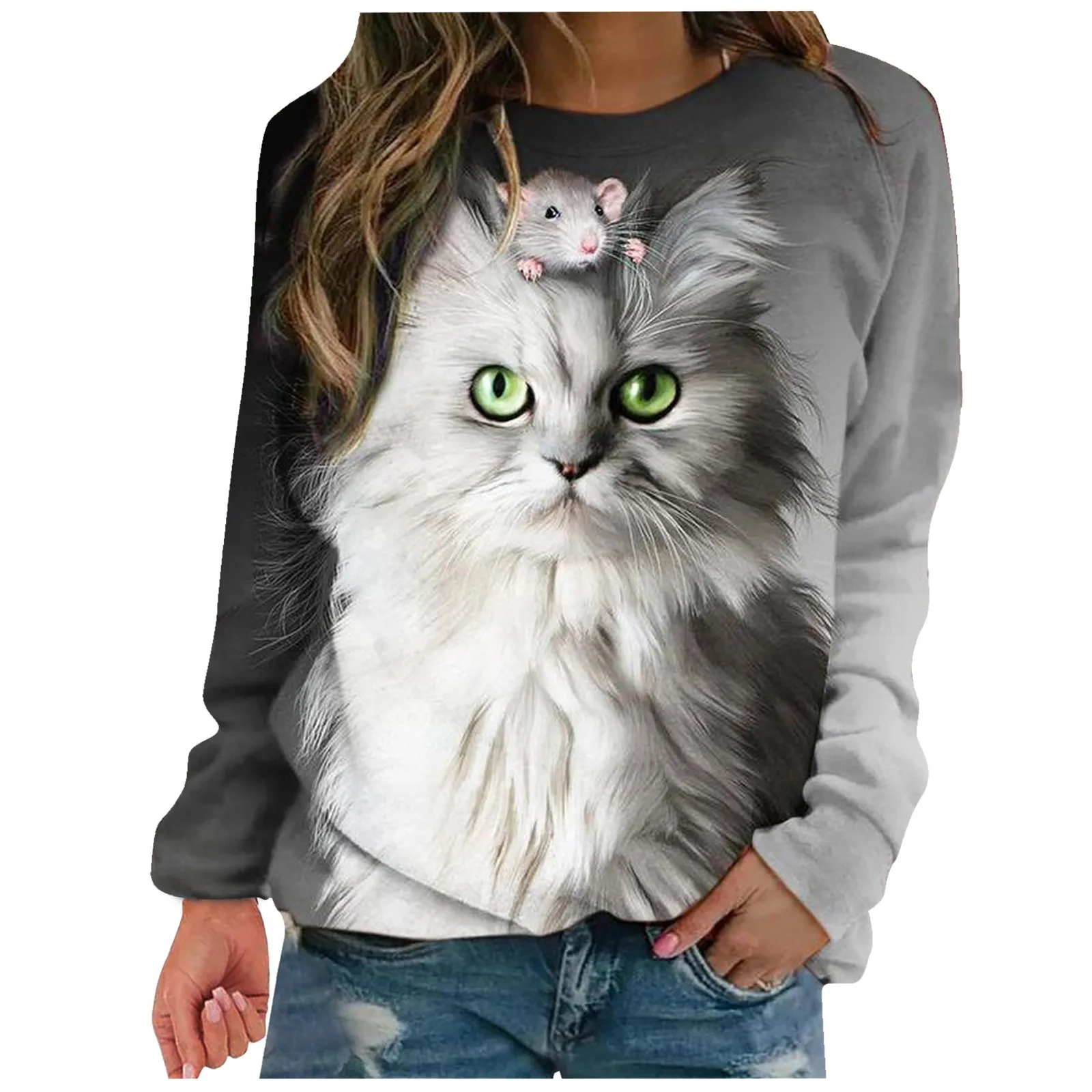 Fashion Blouse 2021 Fashion Womens Leisure Print Long Sleeve Round Neck Casual Loose Tops blouses blusas mujer рубашка женская 2
