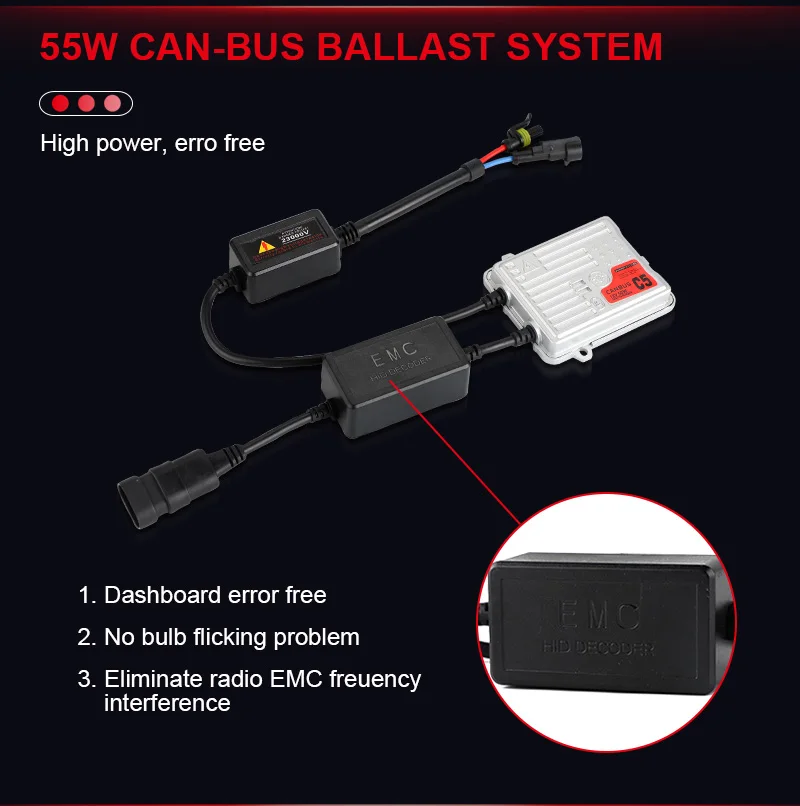 Тонкий 55 вт HID AC балласт с декодером Canbus блок зажигания для H1 H3 H7 H8 H9 9005 9006 12 в
