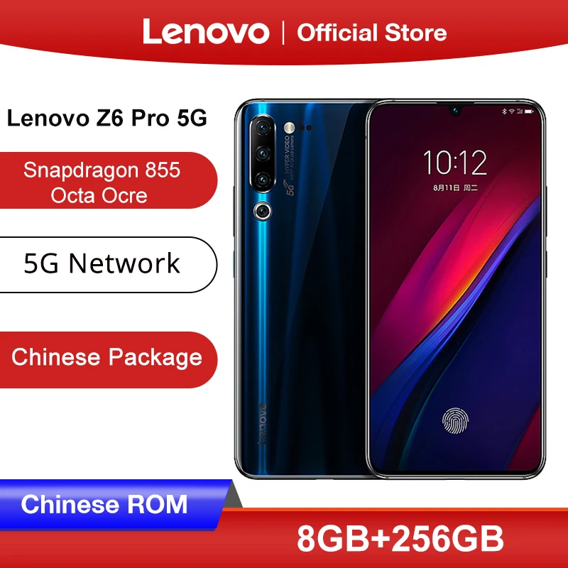 Оригинал Lenovo Z6 Pro 5G Snapdragon 855 Восьмиядерный 6 39 дюймов FHD дисплей смартфон 8 ГБ 256 48 МП