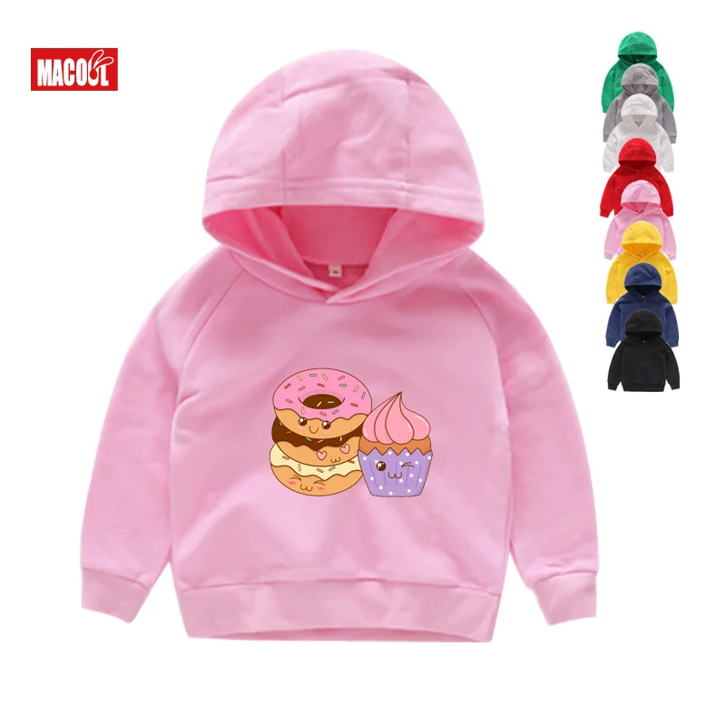 Kids Hoodies Sweatshirts Cartoon Doughnut Pals Print Hoodies for Boy Girls Clothing Black Funny Hoodies Clothes 2T-8T Sweet Pail - Цвет: Kids Hoodies