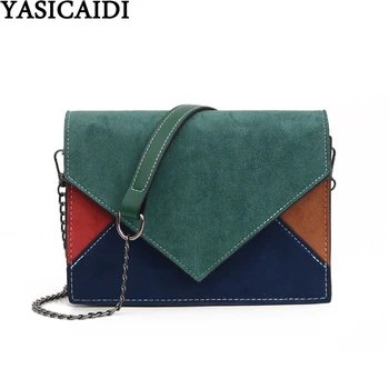

YASICAIDI Matte Leather Crossbody Bags For Women 2020 Fashion Patchwork Leather Messenger Bag Female Chain Belt Shoulder Bag Sac