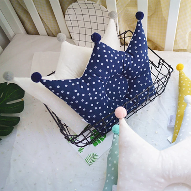 Pillow Bedding Crown-Shape Backrest Newborn-Baby Cotton Concave for Korean INS Solid-Color