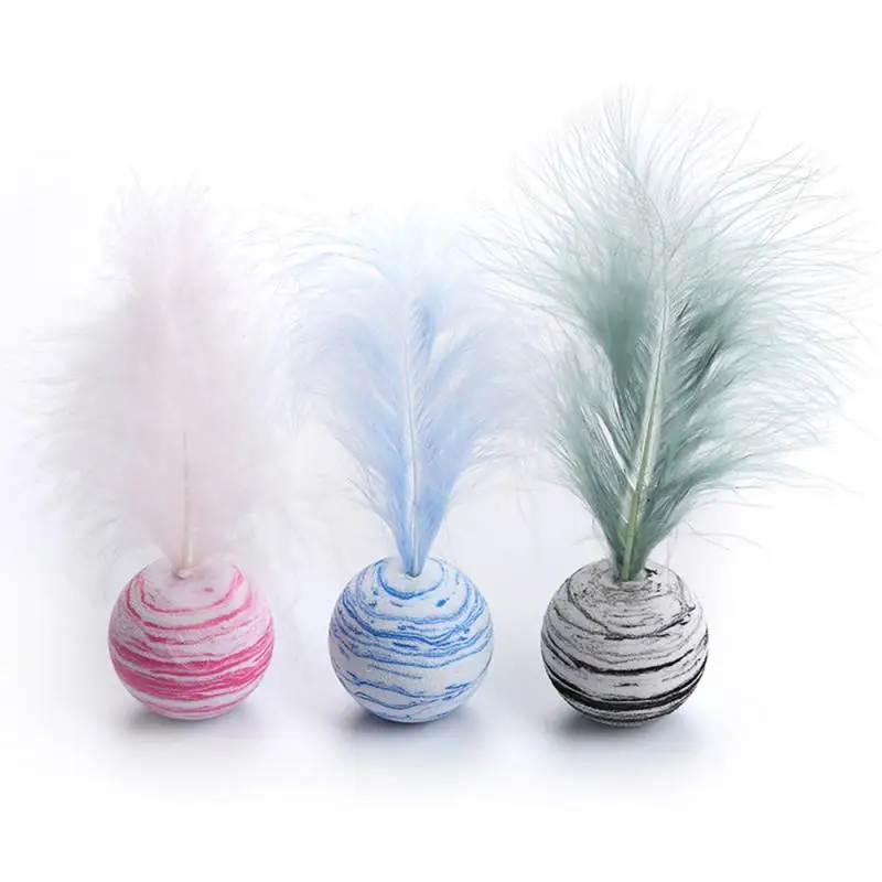 Funny Cat Toy Star Ball Plus Feather EVA Material Light Foam Ball Throwing Toy Lightweight Non-toxic Pet Interactive Supplies