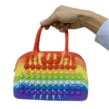 

Shell Shape Multifunctional Rainbow Fidgets Big Size Tote Bag Large Pop Fidget Sensory Game Toys Handbag Anxiety Stress Relief