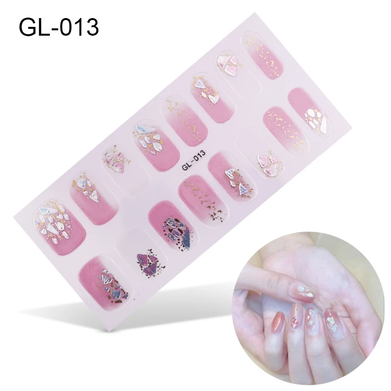 Новая наклейка s Корейская наклейка для Ногтей Полное покрытие наклейки Обертывания украшения DIY маникюр слайдер винил для ногтей наклейки для ногтей Маникюр Искусство - Цвет: GL-013