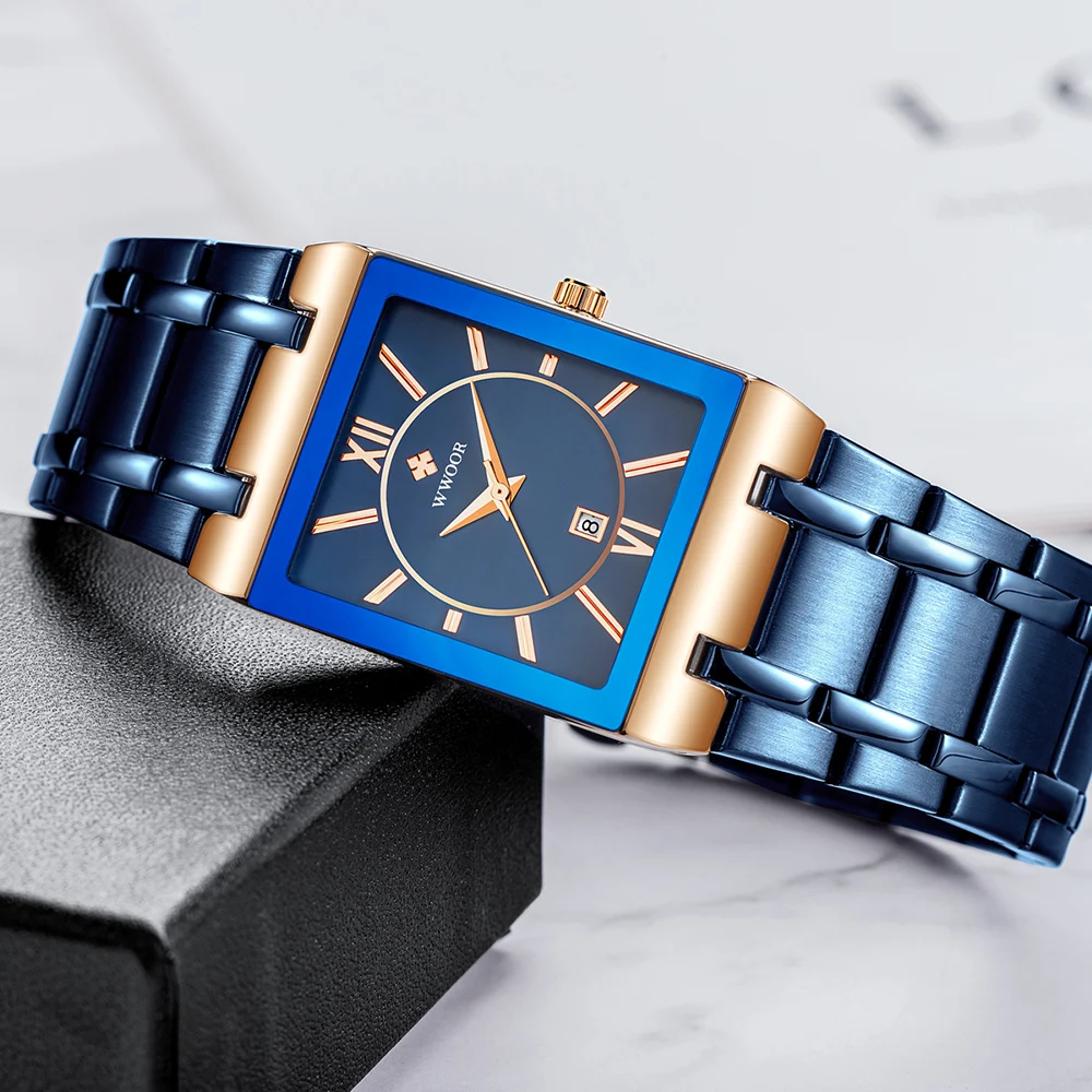 Relogio Feminino 2021 WWOOR New Women Watches Top Brand Luxury Blue Women's Bracelet Square Watch Ladies Dress Quartz WristWatch