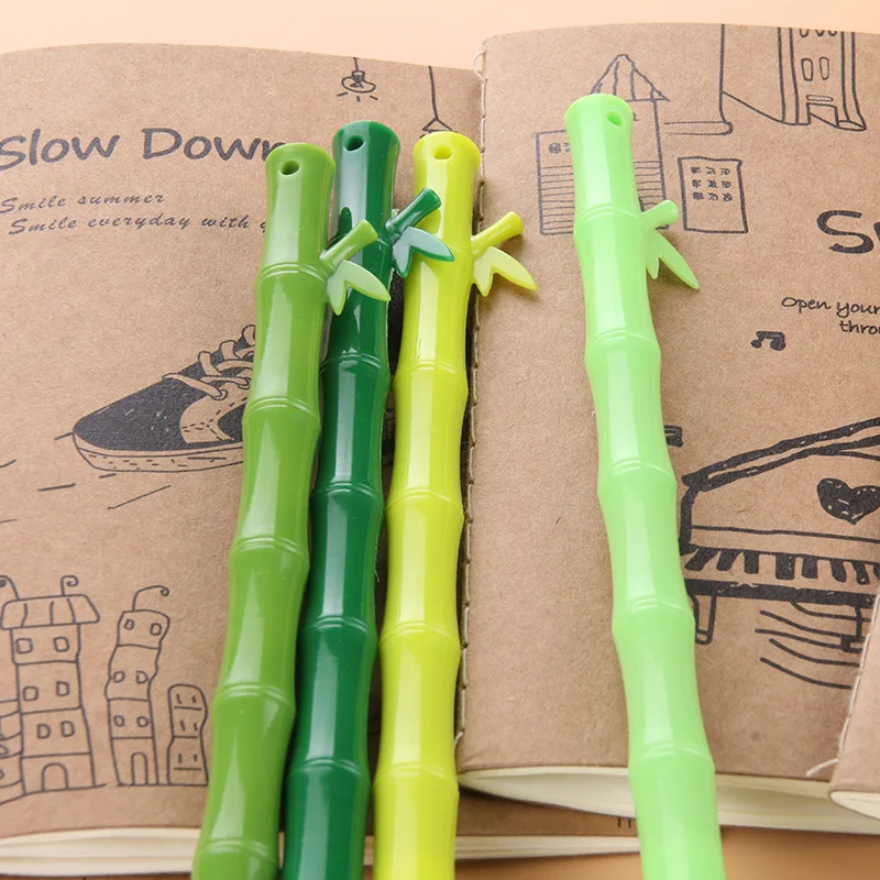 

30 Pcs Cute Creative Bamboo Gel Pen Black Student Supplies Prizes Learning Stationery Factory Direct Pens for School