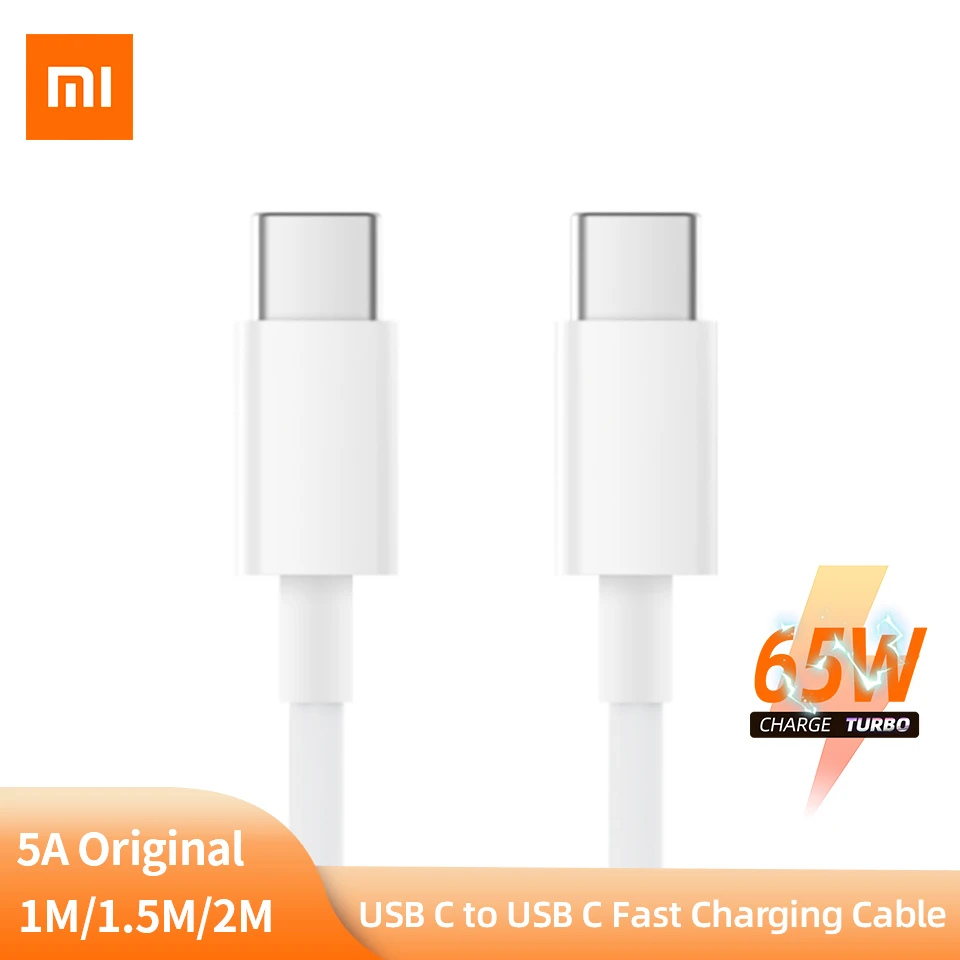 Xiaomi Original USB C To USB C Cable Turbo Charger 5A Fast Charging For MI 11 11X 10 9 Pro Black Shark 3 Pro Redmi Note 10 K40 android charger cord