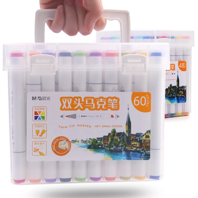 12-80-Colors Alcohol Based Markers Set Dual Tip Sketching Drawing